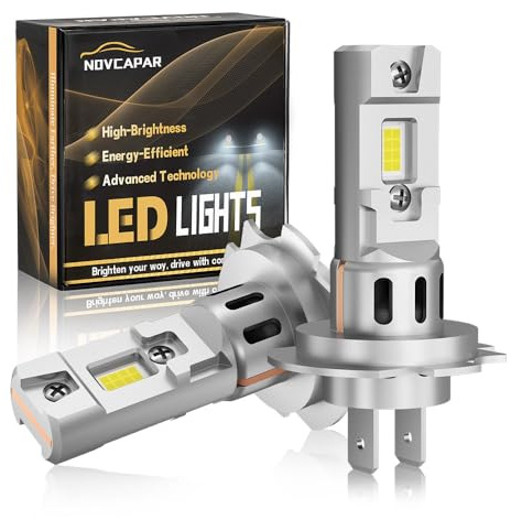 NOVCAPAR H7 LED Blubs 30000LM Super Bright, High and Low Beam, 6500K Cool White, 150W with Cooling Fan, No Adapter Required, 1:1 Mini Size, Plug and Play, H7 led Fog Light Blubs, Pack of 2