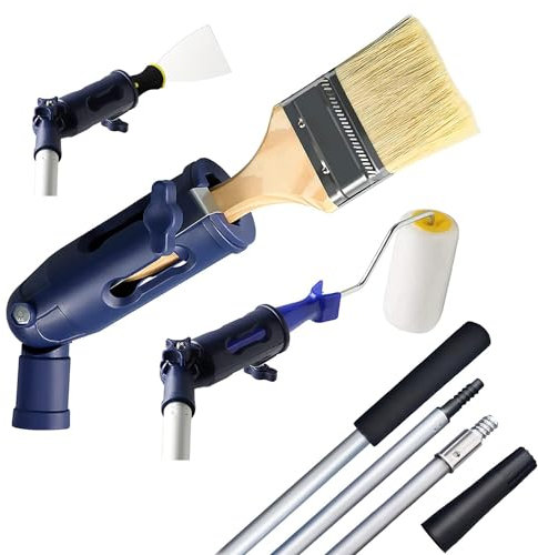 Multi-Angle Paint Brush Extender Set,Multi-Angle Paint Brush Extension Pole,1m Stainless Steel Paint Roller ​Pole -High Ceilings,Corners,Edges,Fixing On 1m Threaded Extension Rod