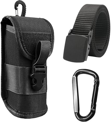DHSBGWSX 1 funda para gafas, equipada con 1 cinturón y 1 gancho de metal, bolsillo exterior, funda para gafas de sol, accesorios para exteriores, accesorios de mochila, Negro , Talla única