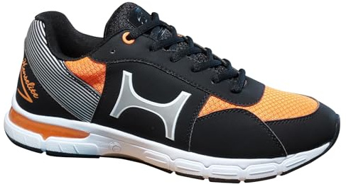 Henselite Men's M100 Indoor and Outdoor Bowls Shoe. (Black and Orange, UK Footwear Size System, Adult, Men, Numeric, Medium, 13)