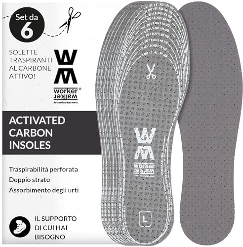 Suole per Scarpe da Uomo e Donna - Grey Fresh Pro Set di 6 Solette Spesse per Scarpe e Stivali da Lavoro per Donna e Uomo Solette Interne Perforate e Profumate Worker Walker - 36 EUR - 46 EUR