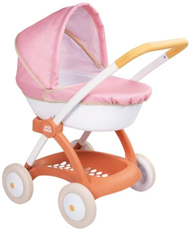 Smoby - Baby Nurse - Landau - pour Poupons et Poupées Jusqu'à 42 cms - Capote Rétractable - Panier de Rangement - A Partir de 18 Mois - Fabrication Espagnole