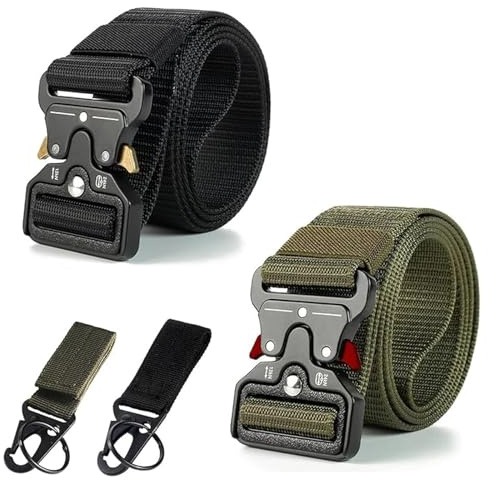ZHITENG 2 Pièces Ceinture Tactique, Ceinture Militaire de 3,8 cm, Ceintures de Travail en Nylon Style Militaire, Ceintures Homme avec Boucle en à Dégagement Rapide pour Sport Extérieur