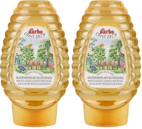 Darbo, Squeezer Miele di Acacia con Miele Millefiori, Dosatore dal Gusto Dolce e Inconfondibile, Ideale per Colazioni a Buffet, Senza Glutine, Dosaggio Facile e Pulito, Confezione da 1000g