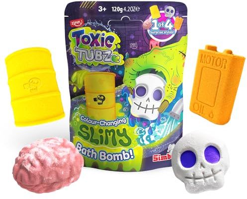 ZIMPLI Toxic Tubz Colour Changing Slimy Bath Bomb, 1 of 4 Surprise styles to Collect, One Baff Bomb Pack, Gross Toys, Birthday Gift, Slime toy, Sensory, Stocking Filler