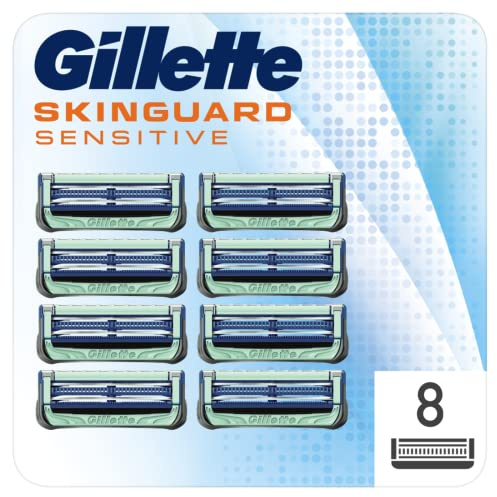 Gillette SkinGuard Sensitive Recharges De Lames De Rasoir Pour Homme, Avec Une Touche D’Aloe Vera, 8 Unités, Cliniquement Prouvées Pour Les Peaux Sensibles