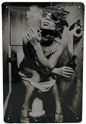 Cartel con texto en alemán Frau auf Toilett, 20 x 30 cm, imán de metal