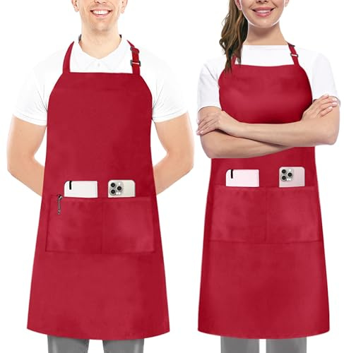 Utopia Kitchen Delantales Ajustables Bib Pocket Apron Unisex adulto (Pack de 2)