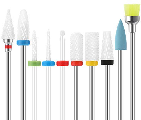 SPTHTHHPY 10 Stück Keramik Nagelfräser Aufsätze Professioneller Nagelfräser Gelnägel Zubehör Entfernen Gel Acryl Nagelhaut Fräser Bits für Maniküre Pediküre Home Verwenden Sie Großes Geschenke