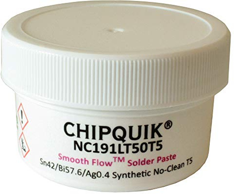 Chip Quik NC191LT50T5 Smooth Flow Low Temp Solder Paste Sn42/Bi57.6/Ag0.4 T5 50g Jar