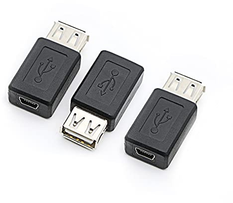 rgzhihuifz 3 Pack USB 2.0 A Female to USB B Mini 5 Pin Female Adapter Converter