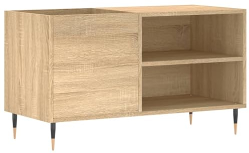 vidaXL Armadio a dischi, supporto giradisco, armadio laterale con deposito, credenza da soggiorno, moderno, rovere Sonoma legno di ingegneria
