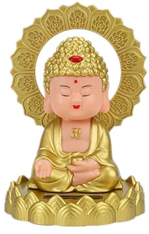 Yawdil Solarbetriebene bobbling Buddha Figur für Zuhause, Auto, Büro