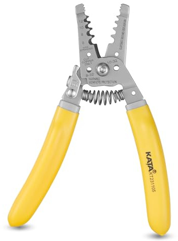 KATA 7 Inch Wire Stripper, Wire Cutter, Stripping/Cutting Tool for 6-12 AWG Stranded Wire and Shearing 8-32 Screws, Multi-function Electrician Stripper/Crimper Plier for Cable Stripping Cutting