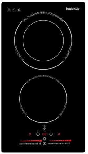 Ceramic Hob 2 Zone, 2 Ring Electric Hob Sliding Control, 30cm Built-in & Countertop Hob, 2800W, 220-240V with Plug, Safety Lock,Timer, Karienvir