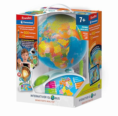 Clementoni Interaktiver Globus - Sprechender Kinderglobus für Kinder ab 7 Jahren - Interaktive Weltkugel zum Lernen & Spielen 59363