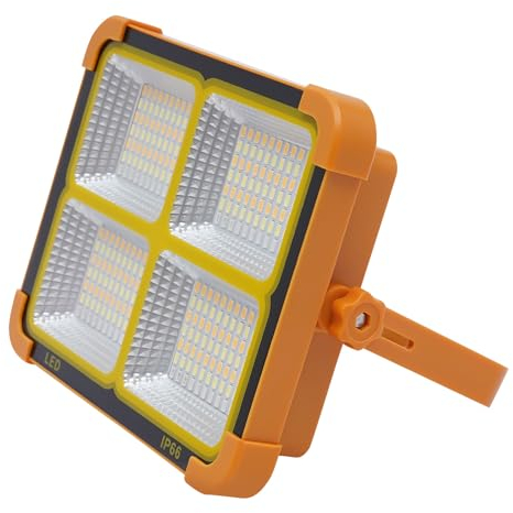 10000LM Wiederaufladbare Solar LED Arbeitslicht Gelb 100W Notflutlicht Vier-farbige Justierbare Lichter Flexible Rotation Solar Camping Licht Garage Wandern Notlampe für Yard Garage Camping Wandern