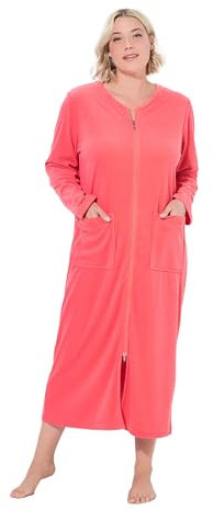 Ulla Popken Damen große Größen Übergrößen Plus Size Bademantel, 2-Wege-Zipper, Frottee, kuschelweich