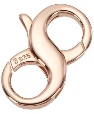 arricraft 925 Sterling Silber Karabinerverschlüsse Roségoldfarbener Karabinerverschluss Mit Doppelter Öffnung Verlängerungsverschluss Für Halsketten Und Armbänder Zum Selbermachen von Schmuckzubehör