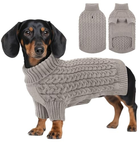 ASENKU Jersey para Perros Mediano M,Jersey de Punto Lavable con Cuello Alto, Suéter para Perros Gato Cálido Ropa de Invierno,Abrigo para Mascotas para Bulldog Frances,Chihuahua,Teckel