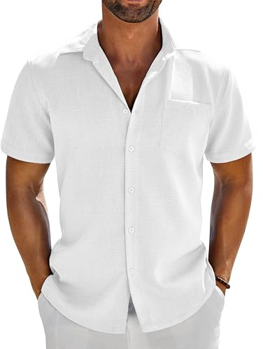 COOFANDY Chemise Homme Manches Courtes Été Décontractée Vacances Plage Hawaïenne avec Poche