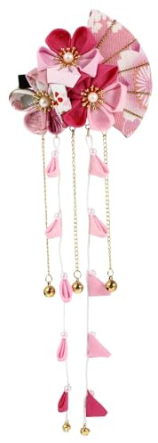 VINTORKY Horquilla Japonesa Pelo Rosa Tejido Ligera y Decorativa, Pinza Clásica para Novia Adecuado para Boda o Uso Diario