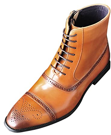 Botines clásicos para hombre, con cordones, de piel sintética, con cremallera lateral, estilo vintage, elegante, casual, para uso diario, Amarillo, 41 1/3 EU