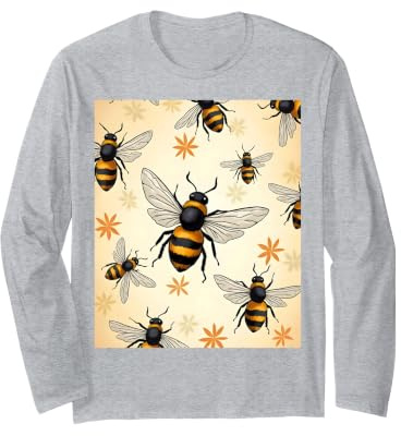 Pattern Beekeeper Beekeeping Flower Floral Honey Bee Long Sleeve T-Shirt