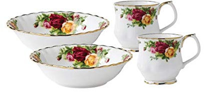 Royal Albert Old Country Roses Service de petit-déjeuner 4 pièces