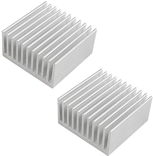 Futheda 2 piezas de aluminio Chipset disipador de calor Radiador disipador de calor disipador de calor Fin enfriamiento Fin Plata para CPU LED Power Active Electronic Component 40 x 40 x 20 mm