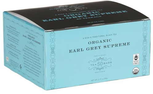 Harney & Sons Organic Earl Grey Supreme | Box of 50 Organic Earl Grey Tea Bags with Black Tea & Bergamot Oil, Individually Wrapped Teabags