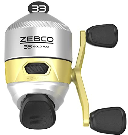 Zebco 33 MAX Gold Spincast Fishing Reel, 2+1 Bearings with a Smooth and Powerful 2.6:1 Gear Ratio and Instant Anti-Reverse, Lightweight Graphite Frame and a MicroFine Dial-Adjustable Drag, Silver/Gold