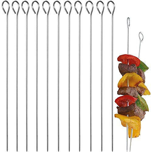 FANDE Schaschlikspieße aus Edelstahl, 30 Stück Grillspieße, Rouladennadeln, Gemüsespieße, Fleischspieße, Kebab Spieße 25 cm