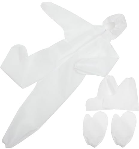 VALICLUD Children S Disposable Protective Coverall with Hood Elastic Wrists and Ankles Breathable Non-Woven Isolated Suit for Outdoors Size Xl (150-160Cm) Includes Glove and Shoe Cover