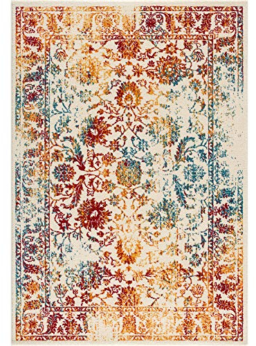 Muratap Vintage Teppich Van Gogh - Traditioneller Teppich Kurzflor Klassich und Modern Orientalisch Muster für Wohnzimmer und Schlafzimmer - Große: 120x170 cm - Farbe: Mehrfarbig