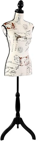 SereneLife Manichino con busto femminile, altezza regolabile 132 – 163 cm, per sartoria con treppiede in legno di pino (stampato)