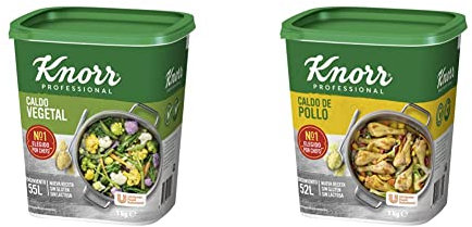 Knorr Caldo Vegetal sazonador 1000g & Caldo de Pollo sazonador 1000g