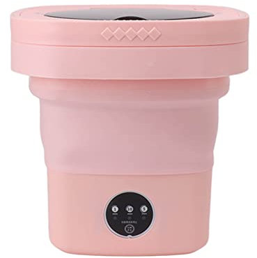 Bewinner Tragbare Waschmaschine, Faltbare Mini-Waschmaschine und Wäscheschleuder, Kleine, Leichte, Zusammenklappbare Eimerwaschmaschine für Camping, Reisen, Wohnung (Rosa)