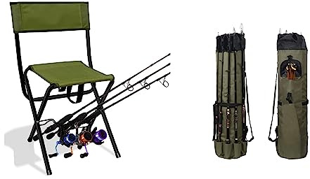 LEADALLWAY Fishing Chair with Rod Holder and Fishing Rod Bag