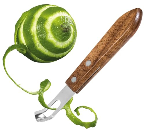 RRumo Channel Knife with Wooden Handle for Fruit and Vegetable, Tool for Decorating Cocktails, Desserts, and Salads