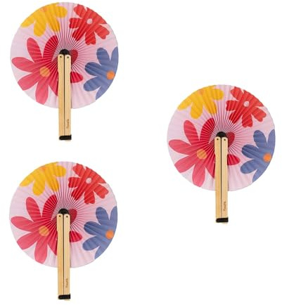 Fisura – Vikbar fläkt vikbar pappersfläkt, pai pai pai fläkt. Bröllopsfläkt för gäster, present fest eller ceremonier., Blommor, 3 stycken, 23,5 x 18 cm