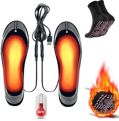 Beheizbare Einlegesohlen mit Turmalin Socken,Beheizte Innensohle,Beheizbare Sohlen,Selbstheizende Socken,Turmalin Magnetsocken,USB Fußwärmer,Sohlenwärmer,Wärmesohle,Fußwärmer Elektrisch （34-45）