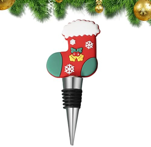 Vinflasklock - vinlock med juldesign, flasklock med hållbar stängning | Perfekt flasklock för julfester eller hembardekorationer, Ve
