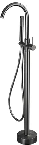 SaryEdge Mitigeur de Bain sur Pied, robinets de Douche à col de Cygne avec mitigeur de Douche, Bec pivotant à poignée Unique, Chrome(Gris
