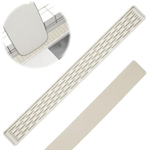 PRITOK Abtropfmatte Schmal: 70 x 5 x 0,5 cm Abtropfmatte Silikon, Lange Abtropfmatte, Schmale Barmatte, Verlängerte, Silikon-Abtropfmatte für Geschirr, Tassen, Flaschen (Cremefar, 70cm)