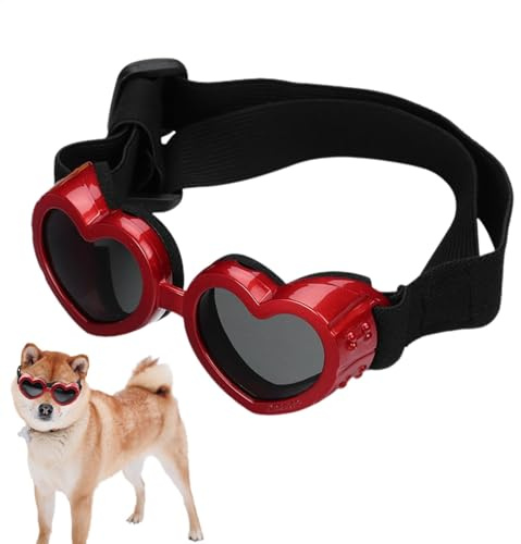 Hjärtformade hundsolglasögon – UV-skyddsglasögon husdjur, anti-dimma – hundkanal – Eyewear justerbar rem | snygga husdjursskuggor hundar, hjärtformade solglasögon, UV-skyddsglasögon hundar