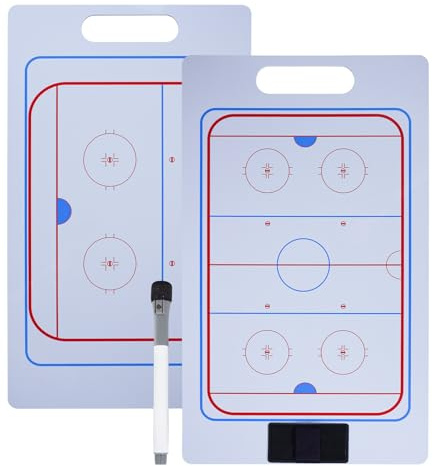 Joyeee Planche de coaching de hockey sur glace, tableau blanc tactique effaçable à sec double face avec marqueur et clip pour stylo pour entraîneurs, joueurs, accessoires d'équipement de hockey