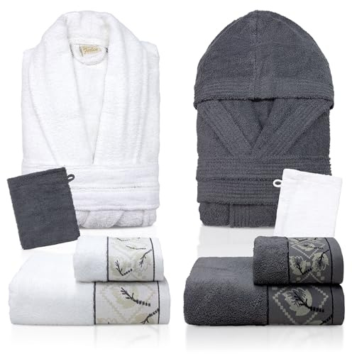 Nada Home - Ensemble de serviettes de bain et peignoirs en éponge de coton pour homme et femme 6856, Taille Unique