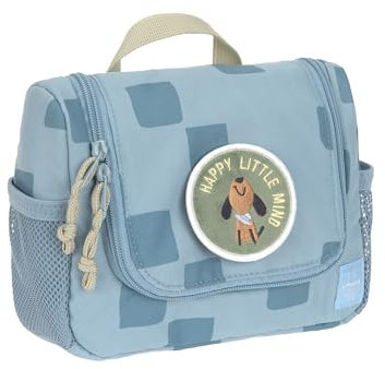 LÄSSIG Kinder Kulturtasche Waschbeutel Waschtasche Kulturbeutel zum Hängen/Mini Washbag Pattern Party Blue