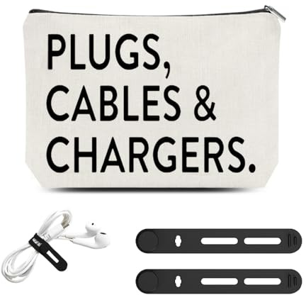 ShiQiao Spl Charging Cable Organiser Bag for Travel with Silicone Cable Ties Cord Organiser Pouch for Women Men Charging Accessory Storage Pouch for Sister Brother Tangle-Free Tech Accessory
